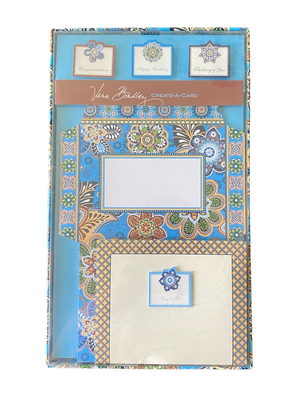 Vera Bradley Bali Blue Create A Card NEW 8 Self Mailers 8 Greetings Retired
